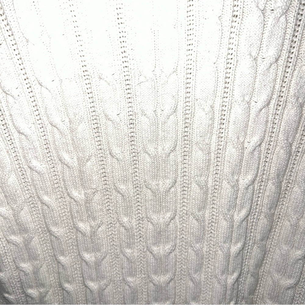 St. John’s Bay Ivory Cable Knit Turtleneck Sweater — Women’s Size M - Picture 3 of 7